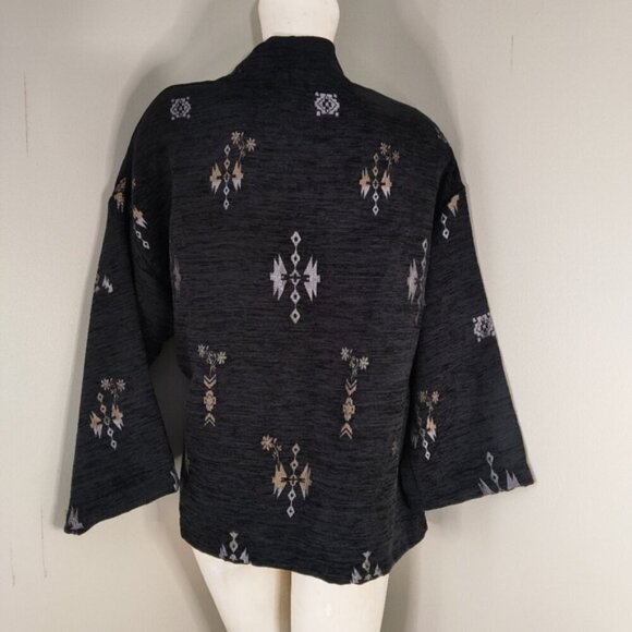 LA FEE MARABOUTEE Black textured Open Front Jacket 40 L - Picture 3 of 11